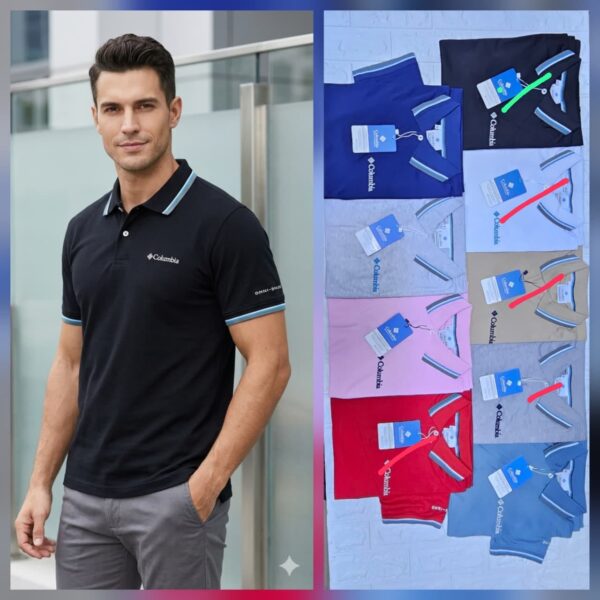 Polo varon cuello camisero